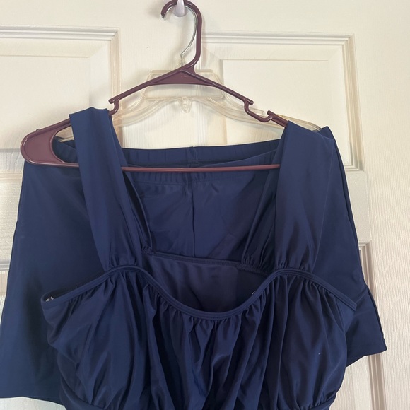 Women Plus Size Navy Blue Tankini Swimwear Bathing Suit Vacation Set 16W 20W 22W - Picture 9 of 12